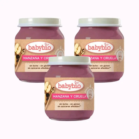 Babybio Apfel Pflaume, Packung 3 x Pflaume, 130g