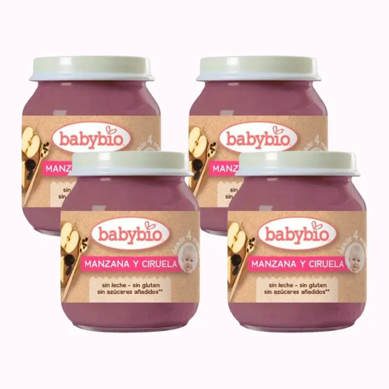 Babybio Apfel Pflaume, Packung 4 x Pflaume, 130g