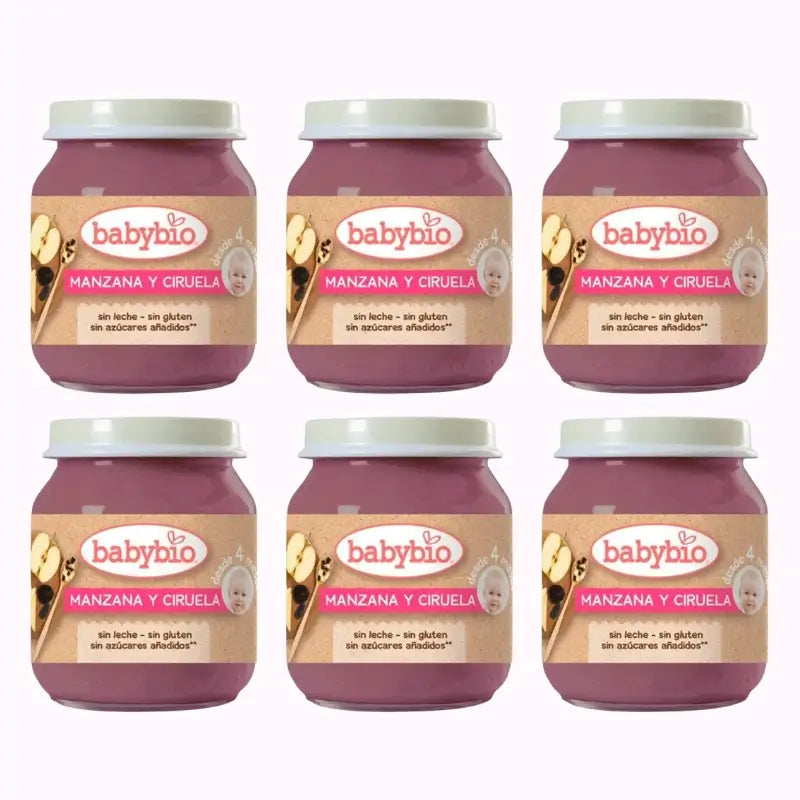 Babybio Apfel Pflaume, Packung 6 x Pflaume, 130g