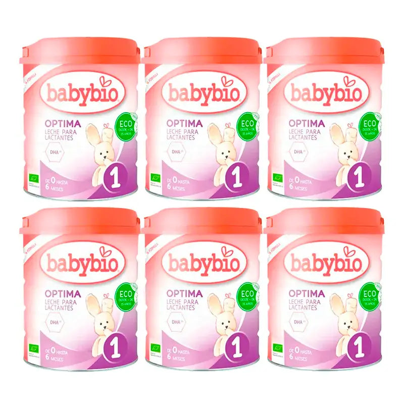 Babybio Optima 1 Kuhmilch 0-6 Monate, Packung 6 x 800 Gramm