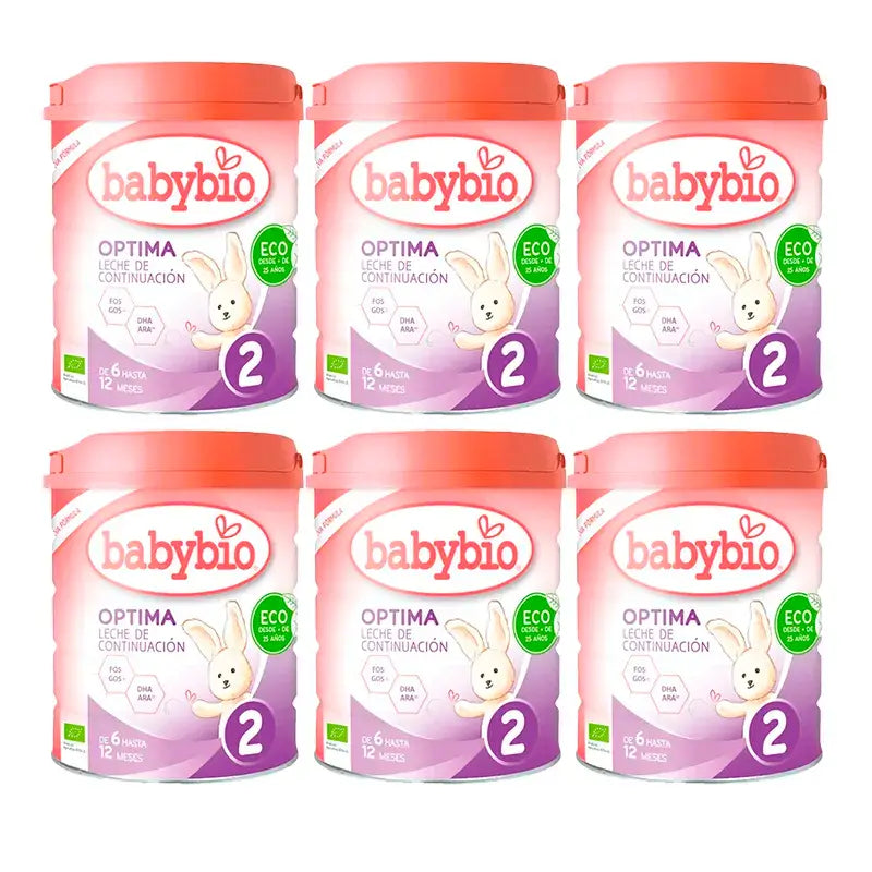 Babybio Optima 2 Kuhmilch 6-12 Monate, Packung 6 x 800 Gramm