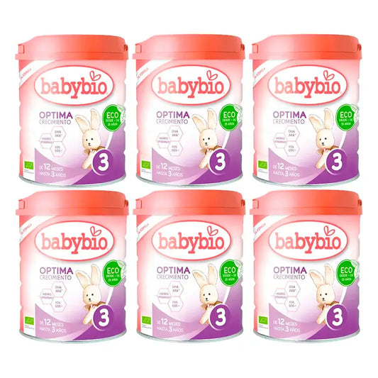 Babybio Optima 3 Kuhmilch 12-36 Monate, Packung 6 x 800 Gramm
