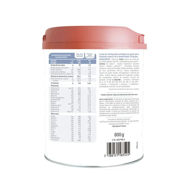 Babybio Caprea 2 Ziegenmilch 6-12 Monate, Packung 6 x 800 g