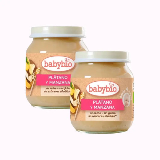 Babybio Banane und Apfel, Packung 2 x 130 g