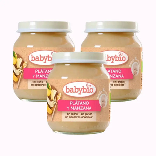 Babybio Banane und Apfel, Packung 3 x 130 Gramm