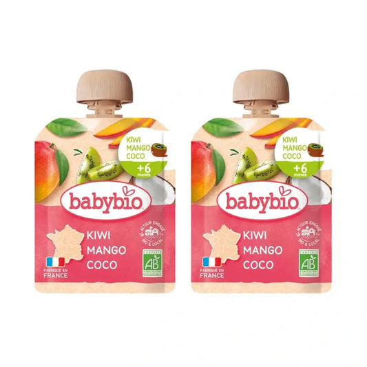 Babybio Beutel Kiwi Mango Kokosnuss, Packung 2 x 90 g