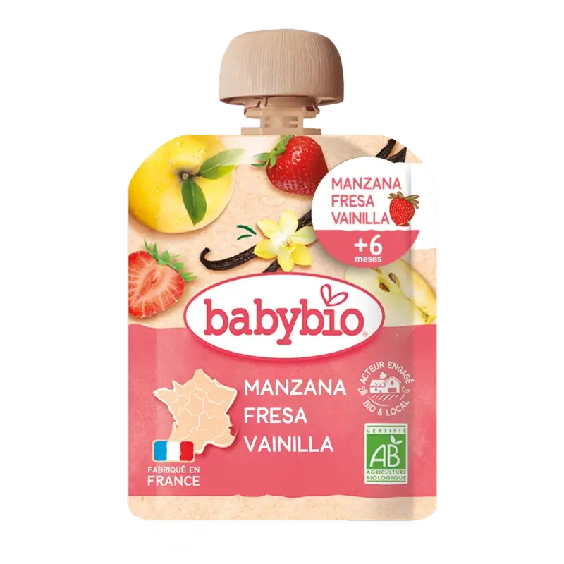 Babybio Pouch Apfel-Erdbeer-Vanille, 90 g
