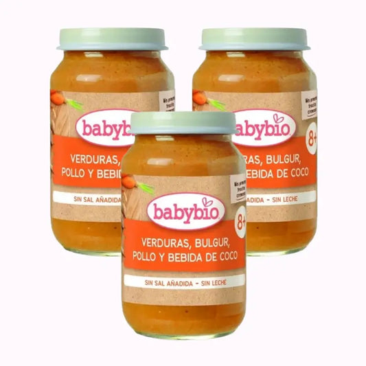 Babybio Gemüse Bulgur Huhn & Kokosnuss Drink, Packung 3 x 200 Gramm