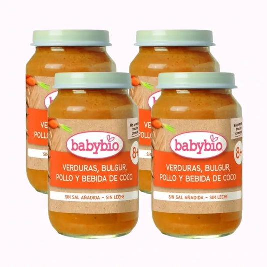 Babybio Gemüse Bulgur Huhn & Kokosnuss Drink, Packung 4 x 200 Gramm