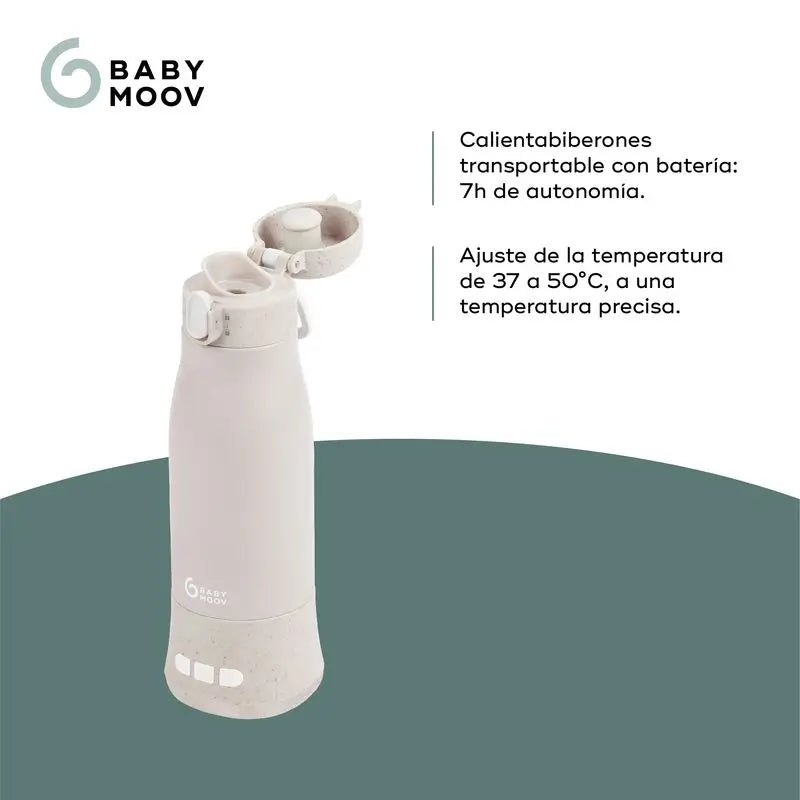 Babymoov Transportabler Flaschenwärmer mit Batterie Moov & Feed Mineral Beige
