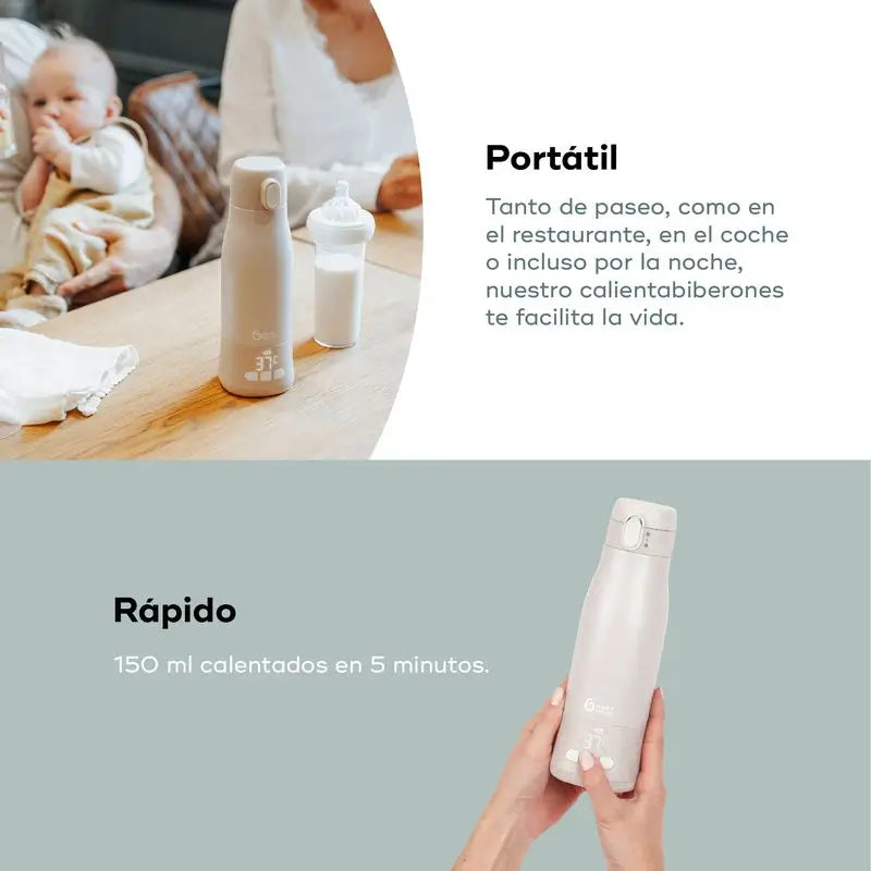 Babymoov Transportabler Flaschenwärmer mit Batterie Moov & Feed Mineral Beige