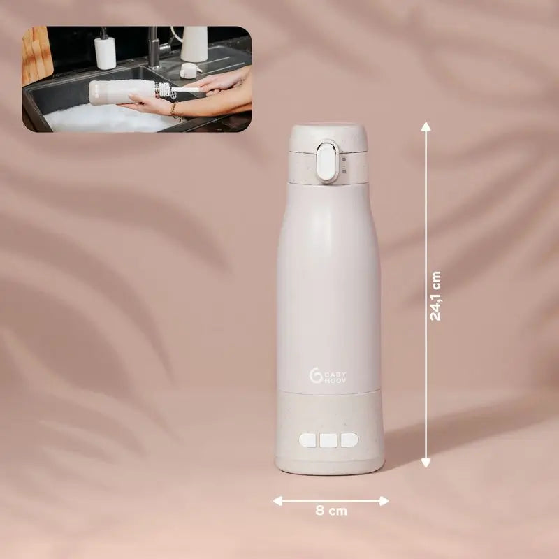 Babymoov Transportabler Flaschenwärmer mit Batterie Moov & Feed Mineral Beige