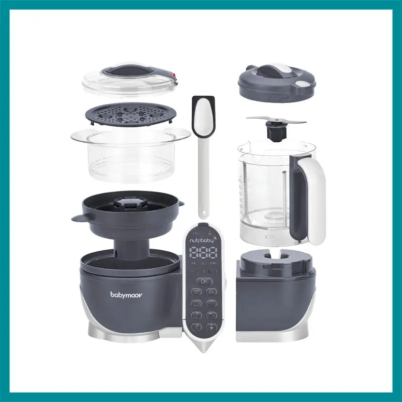 Babymoov Nutribaby (+) Industrielle graue Küchenmaschine Mixer und Dampfgarer