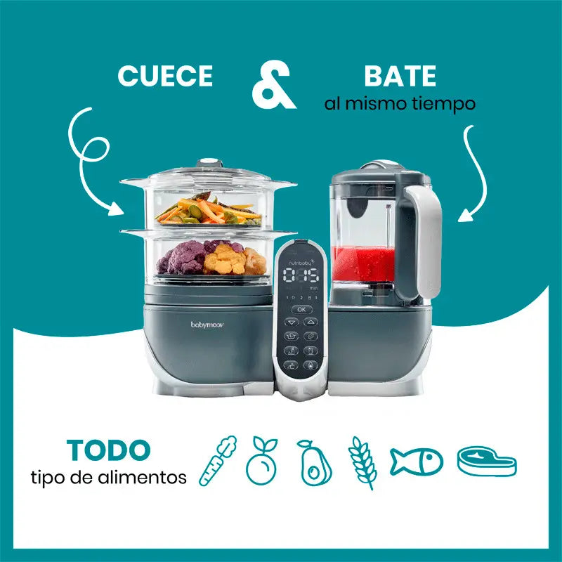 Babymoov Nutribaby (+) Industrielle graue Küchenmaschine Mixer und Dampfgarer