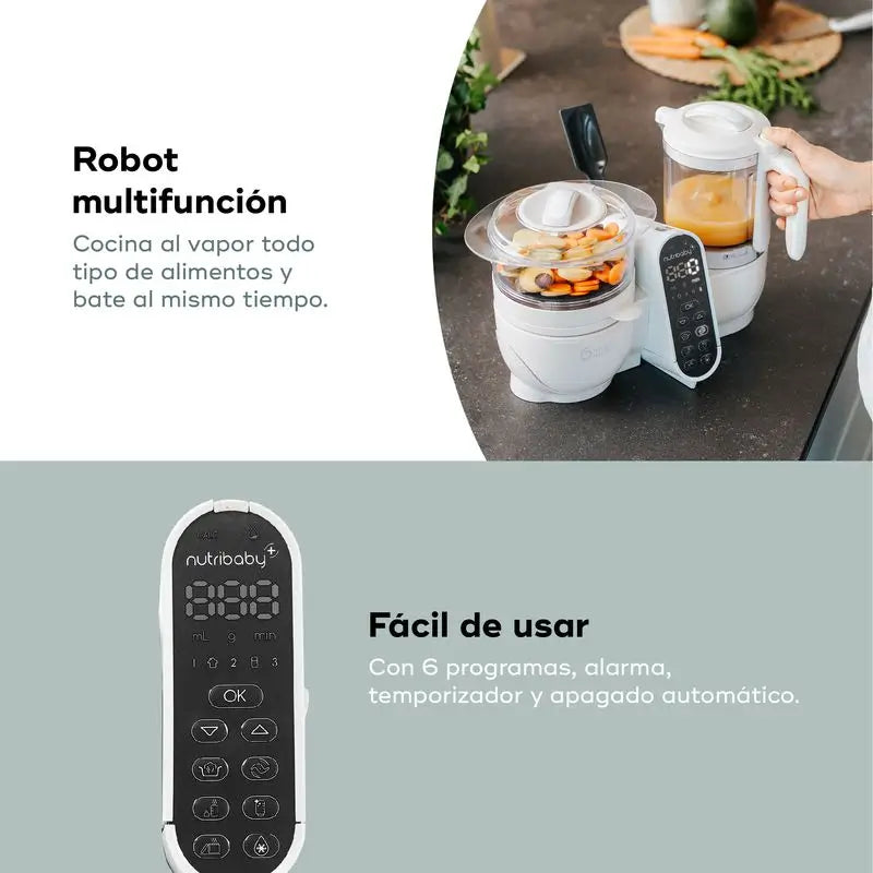 Babymoov Multifunktions-Baby-Roboter 6-in-1 Nutribaby(+) Mineral Beige