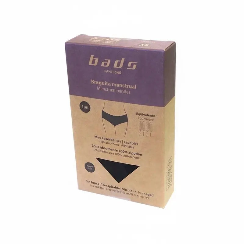 Bads Menstruationshöschen Schwarz mit Naht Größe XS
