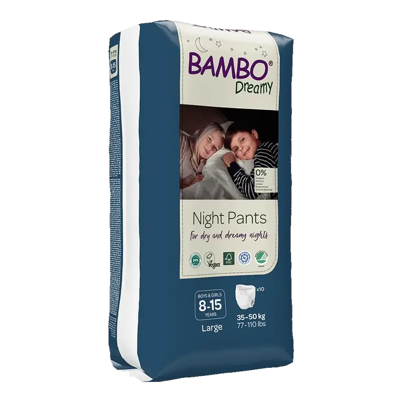 Bambo Nature Dreamy Night Windeln L (35-50Kg), 10 Stück.