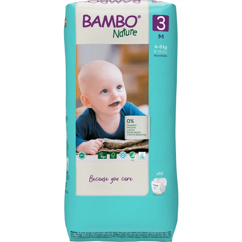 Bambo Nature Windeln Größe 3 (4-8 Kg), 52 Stück.