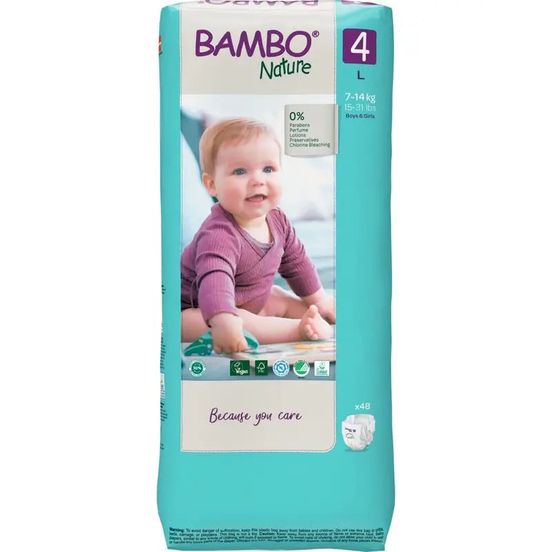 Bambo Nature Windeln Größe 4 (7-14 Kg), 48 Stück.