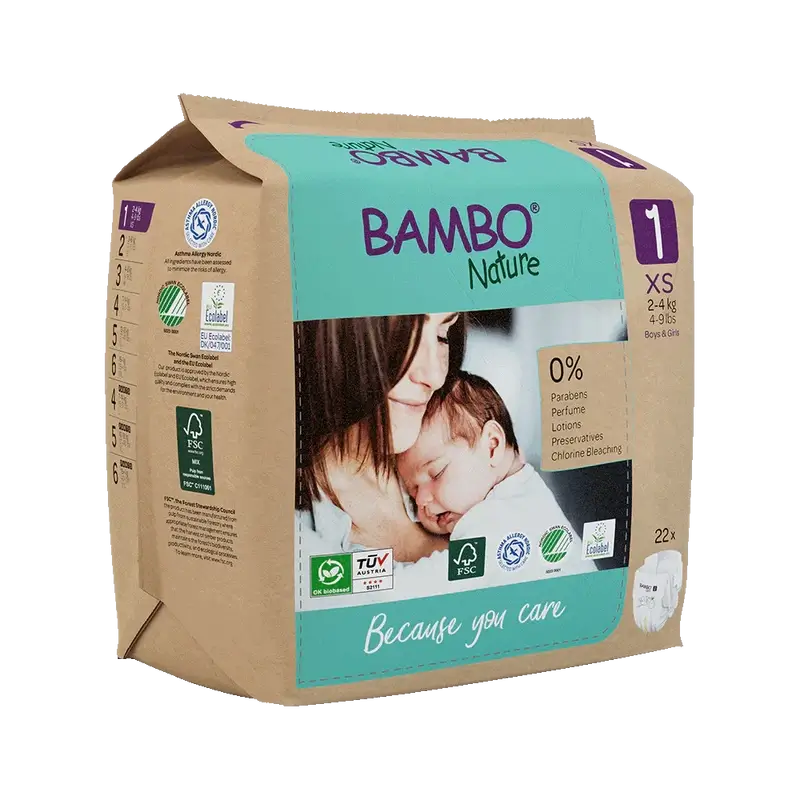 Bambo Nature Windeln Größe 1 (2-4G), 22 Stück.