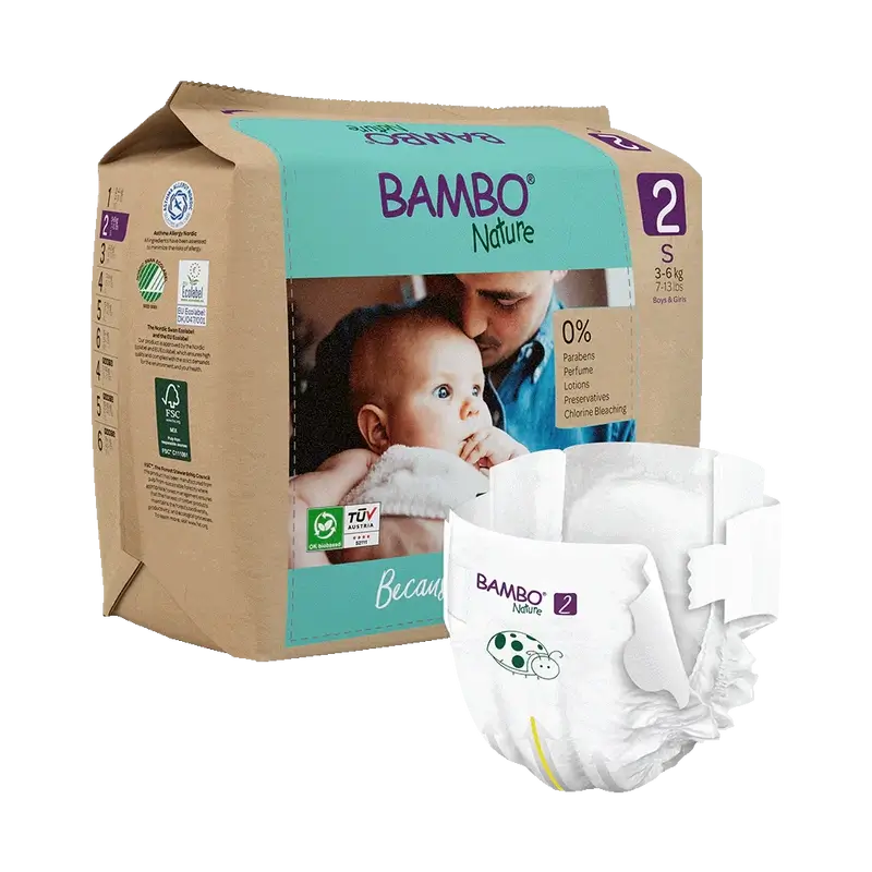 Bambo Nature Windeln Größe 2 (3-6Kg), 30 Stück.