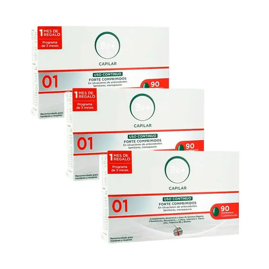 Be+ Capilar Anticaida Forte Kontinuierliche Anwendung, Packung 3 x 90 Tabletten