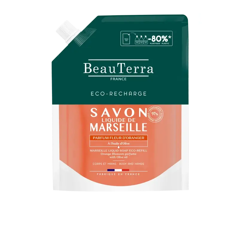 Beauterra Körperpflege Nachfüllpackung Marseille Seife Orangenblüte 900 Ml