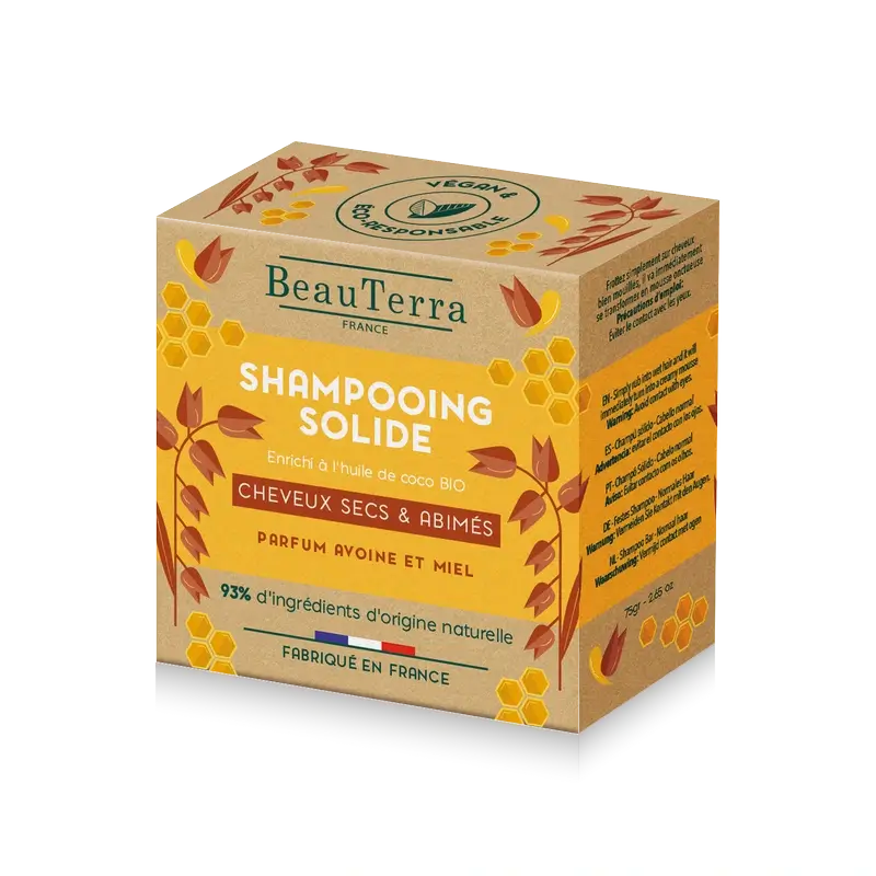 Beauterra Solid Haferflocken & Honig Solid Shampoo (trockenes Haar) , 75 g