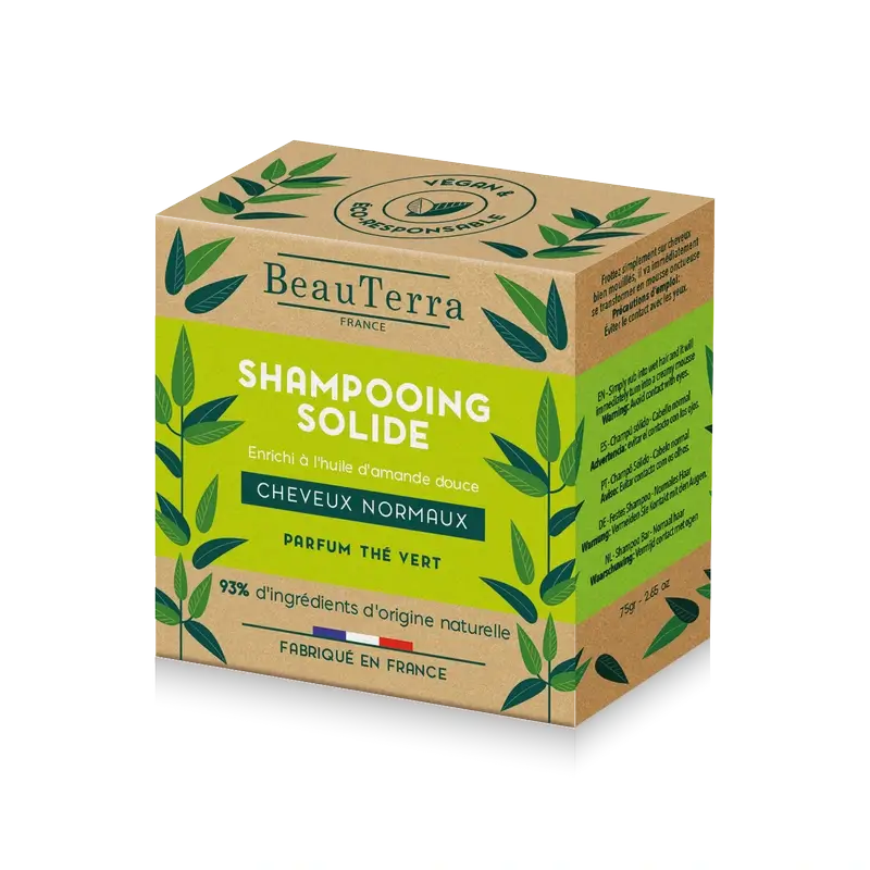 Beauterra Solid Grüner Tee Solid Shampoo (Normales Haar) , 75 gr