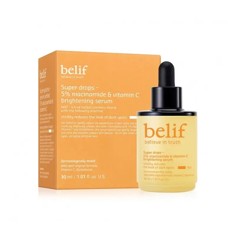 Belif Super Drops - 5% Niacinamid & Vitamin C Aufhellendes Serum , 30 ml