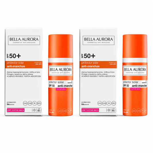 Bella Aurora Sonnenschutz gegen Pigmentflecken LSF 50+. Für normale bis trockene Haut, 50 ml, 2er-Pack