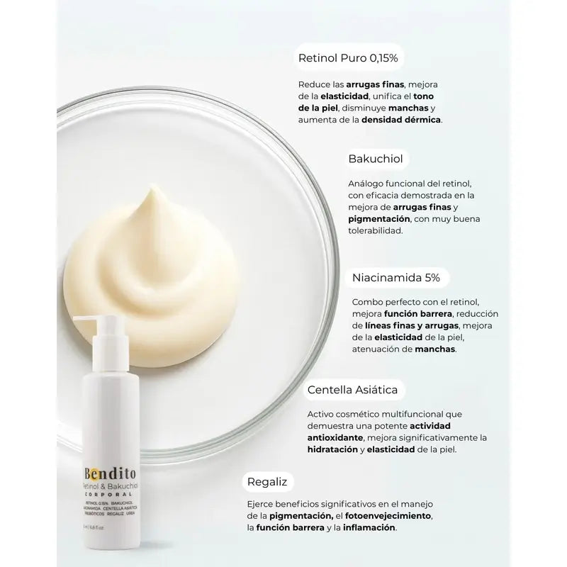 Bendito Retinol & Bakuchiol Körpercreme, Packung 3 x 200 ml