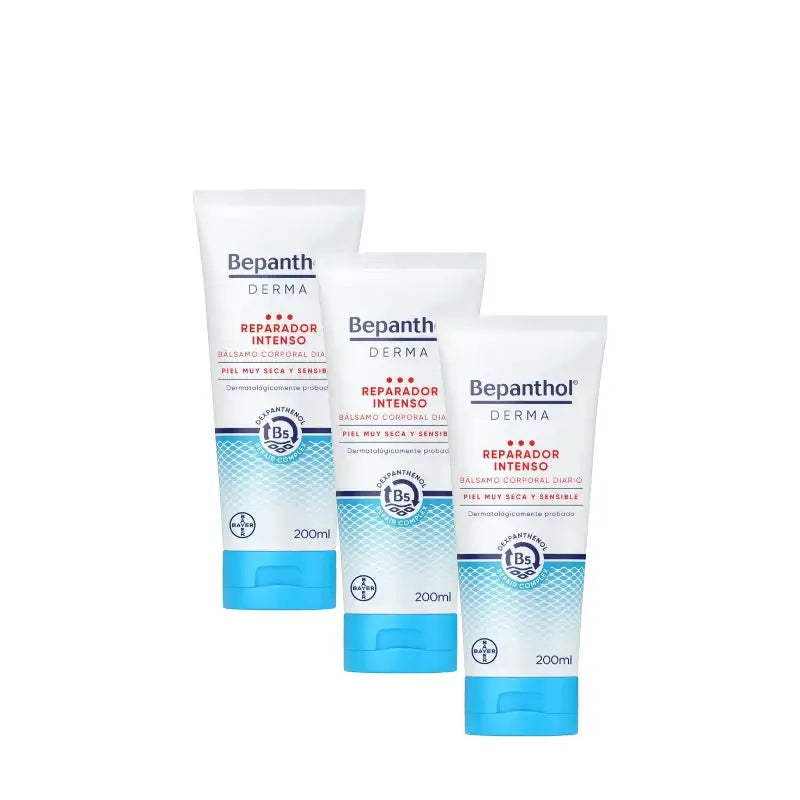 Bepanthol Derma Intensiv-Regenerationsbalsam für den Körper zur täglichen Anwendung, 3er-Pack à 200 ml