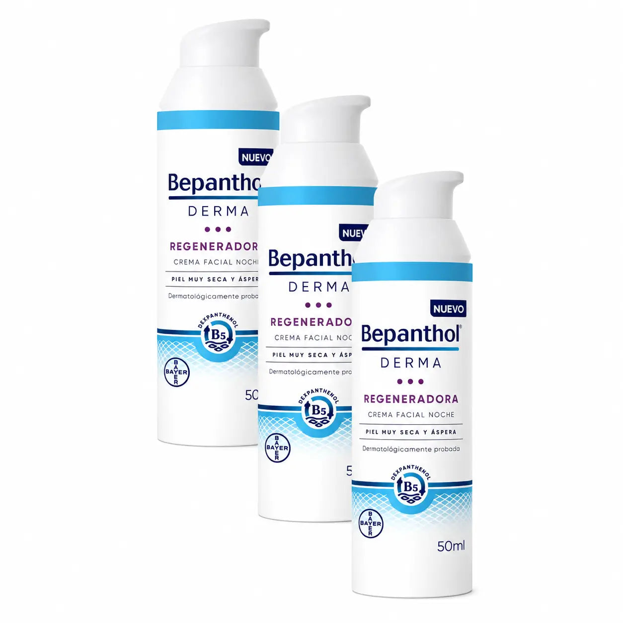 Bepanthol Derma Regenerierende Nachtcreme für das Gesicht, 3er-Pack à 50 ml