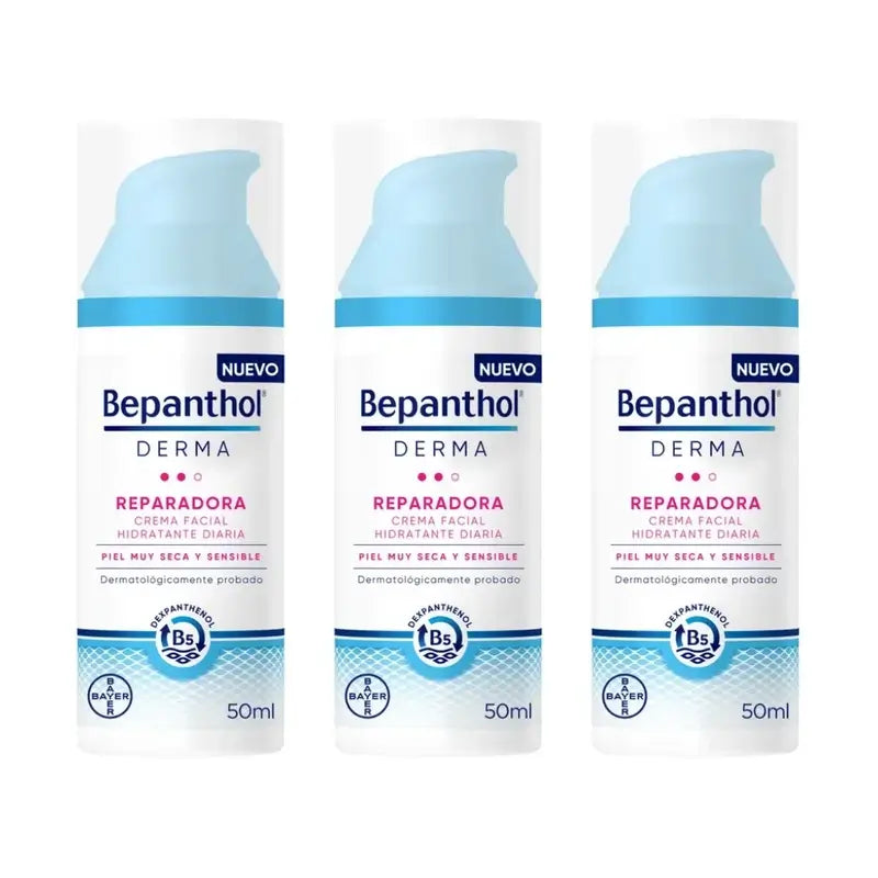 Bepanthol Derma Repairing Täglich feuchtigkeitsspendende Gesichtscreme, 3X50 Ml