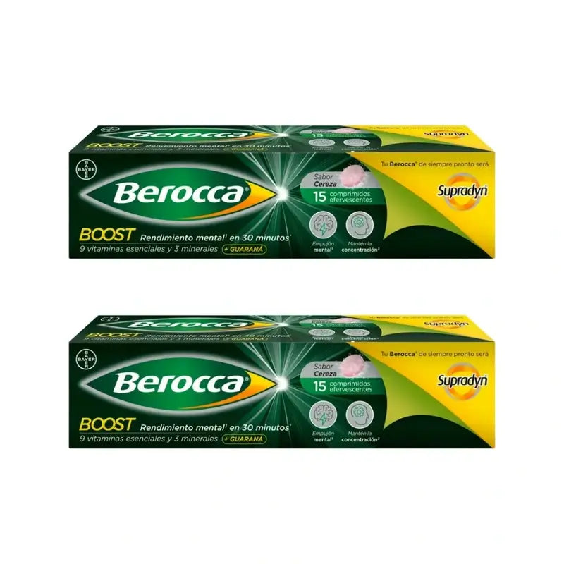 Berocca Boost Magnesium, Vitamine & Mineralien mit Guarana, 2x15 Brausetabletten