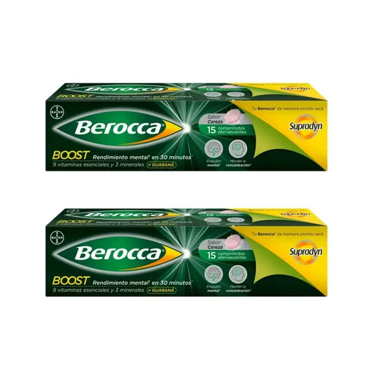 Berocca Boost Magnesium, Vitamine & Mineralien mit Guarana, 2x15 Brausetabletten