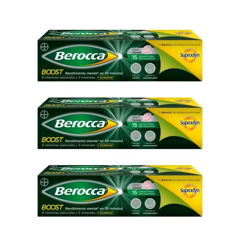 Berocca Boost Magnesium, Vitamine & Mineralien mit Guarana 3x15 Brausetabletten