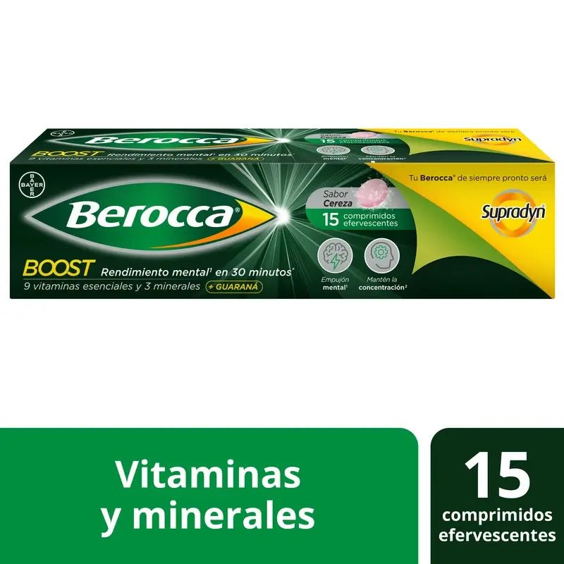 Berocca Boost Magnesium, Vitamine und Mineralien mit Guarana 15 Brausetabletten