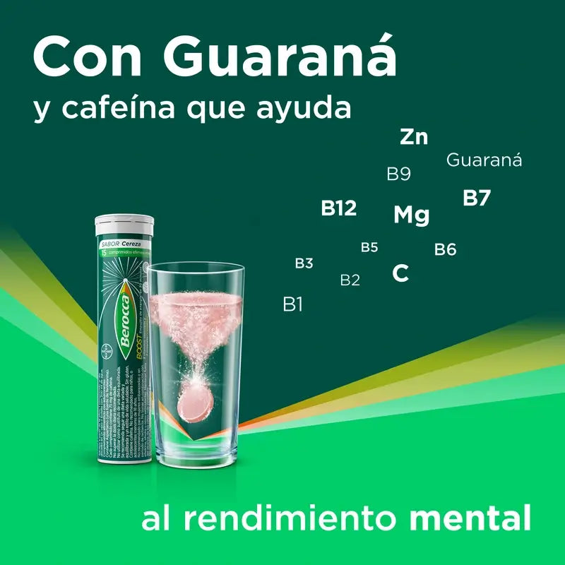 Berocca Boost Magnesium, Vitamine und Mineralien mit Guarana 15 Brausetabletten