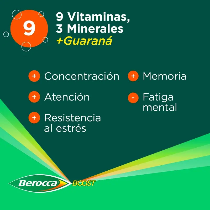 Berocca Boost Magnesium, Vitamine und Mineralien mit Guarana 15 Brausetabletten