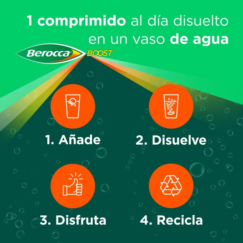 Berocca Boost Magnesium, Vitamine und Mineralien mit Guarana 15 Brausetabletten