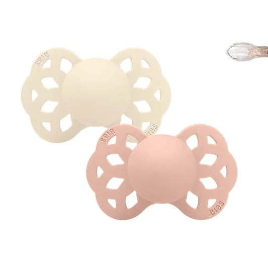 BIBS 2 Pacifiers Infinity Symmetrical Ivory/Blush 6/18 Months