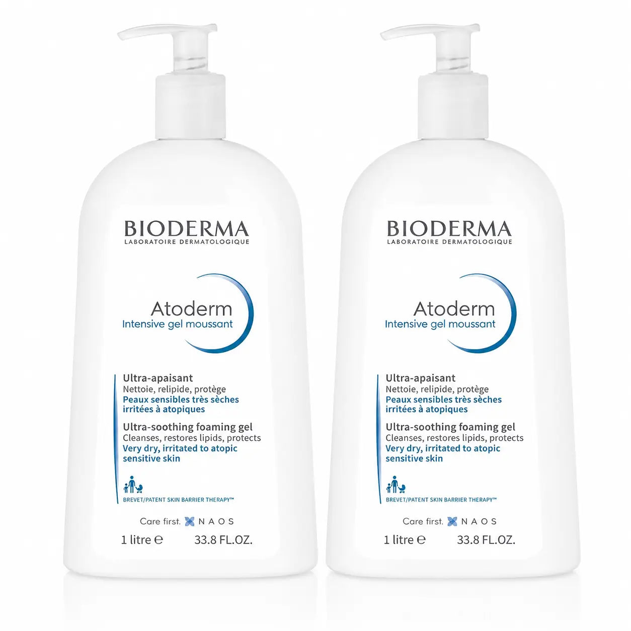 Bioderma Atoderm Intensive Schaumgel für trockene Haut, 1 Liter, 2er-Pack