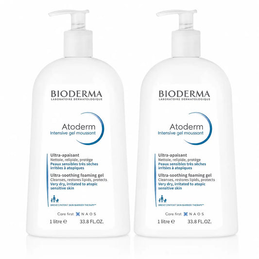Bioderma Atoderm Intensive Schaumgel für trockene Haut, 1 Liter, 2er-Pack