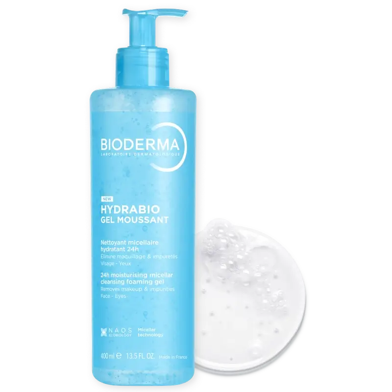 Bioderma Hydrabio Gel Moussant Micellar Gel für feuchtigkeitsarme Haut , 400 ml