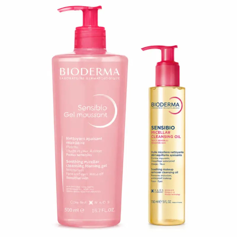 Bioderma Sensibio Set: Mizellenöl zur Reinigung 150 ml + Schaumgel 500 ml