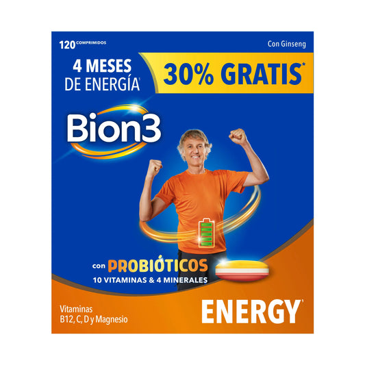 Bion3 Energy Multivitamin-Tabletten mit Probiotika, 120 Tabletten
