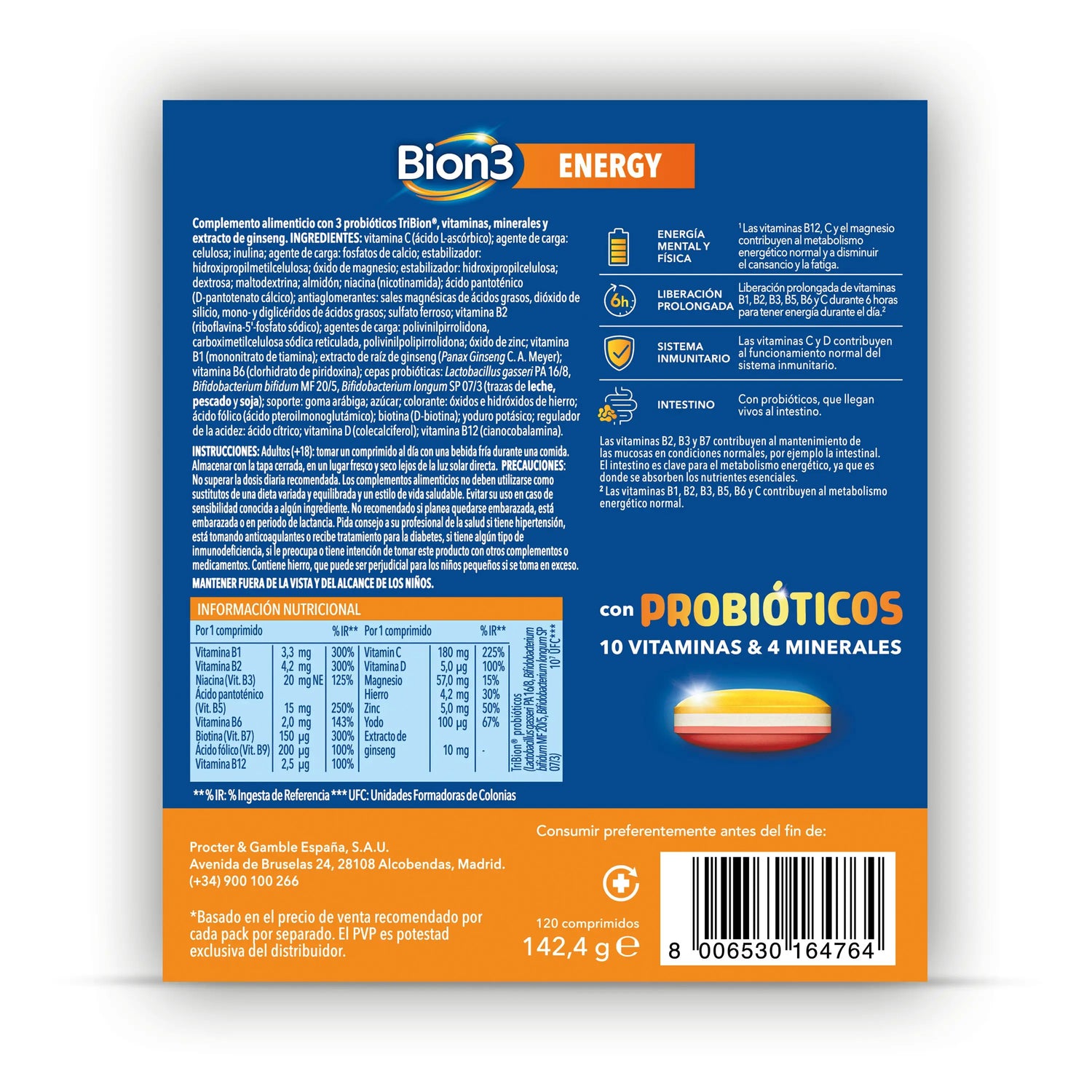 Bion3 Energy Multivitamintabletten mit Probiotika, Vitamin B12, C und Magnesium