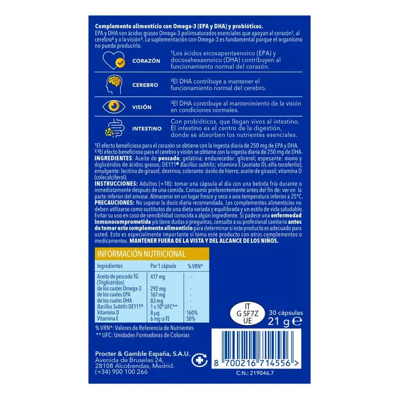 Bion3 Omega-3 mit Probiotika, 30 Kapseln